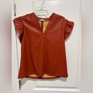 THML Faux Leather Top